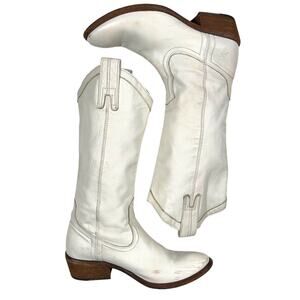 Frye Boot (5.5) Carson Pull-On White Mid-Calf Western Cowgirl Cowboy 77687